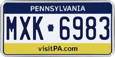 PA license plate MXK6983