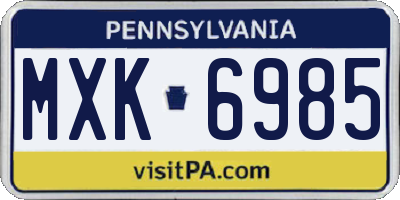 PA license plate MXK6985