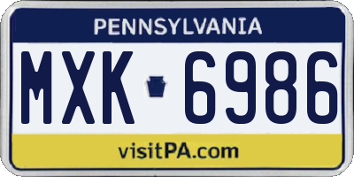 PA license plate MXK6986