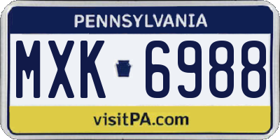 PA license plate MXK6988
