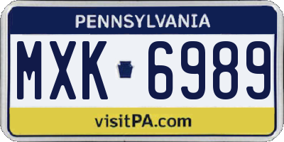 PA license plate MXK6989