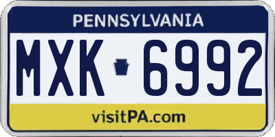 PA license plate MXK6992