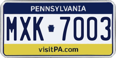 PA license plate MXK7003