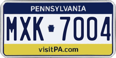 PA license plate MXK7004