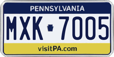 PA license plate MXK7005