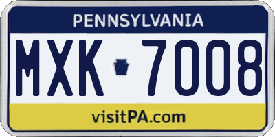 PA license plate MXK7008