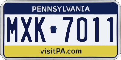 PA license plate MXK7011