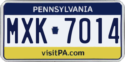 PA license plate MXK7014