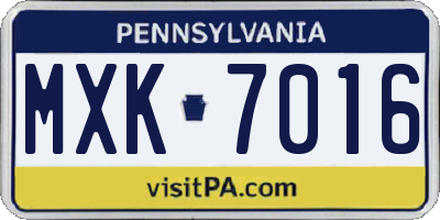 PA license plate MXK7016