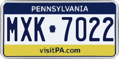 PA license plate MXK7022