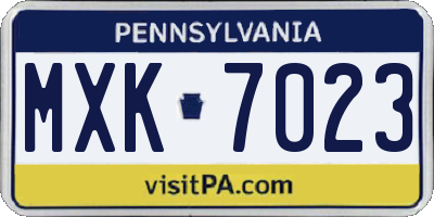PA license plate MXK7023