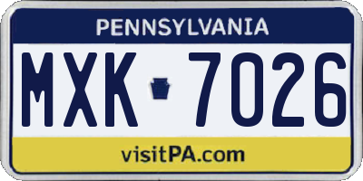 PA license plate MXK7026
