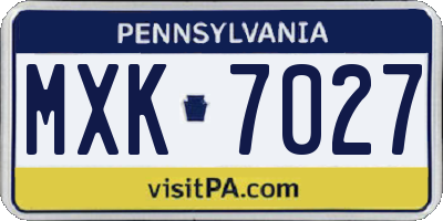 PA license plate MXK7027