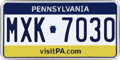 PA license plate MXK7030