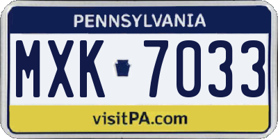 PA license plate MXK7033