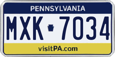 PA license plate MXK7034
