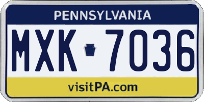 PA license plate MXK7036