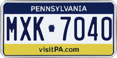 PA license plate MXK7040