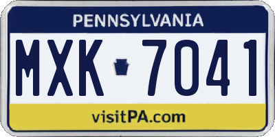PA license plate MXK7041