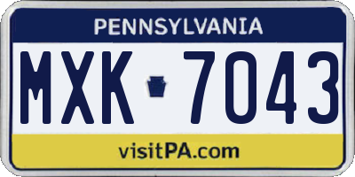 PA license plate MXK7043