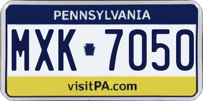 PA license plate MXK7050