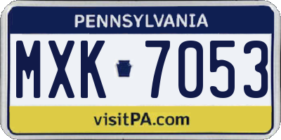 PA license plate MXK7053