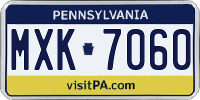 PA license plate MXK7060