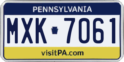 PA license plate MXK7061