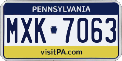 PA license plate MXK7063