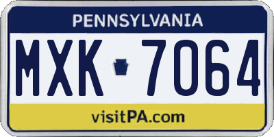 PA license plate MXK7064