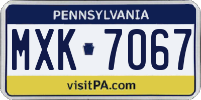 PA license plate MXK7067