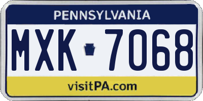 PA license plate MXK7068