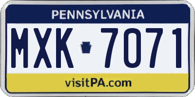 PA license plate MXK7071