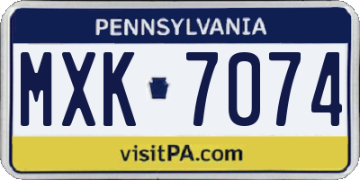 PA license plate MXK7074