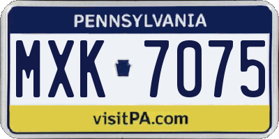 PA license plate MXK7075