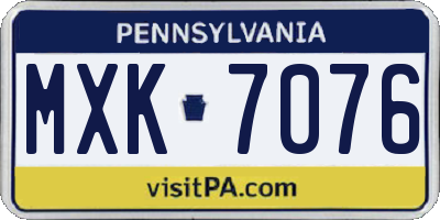 PA license plate MXK7076