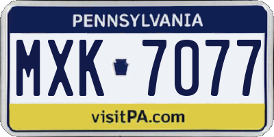 PA license plate MXK7077