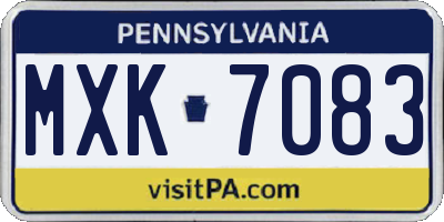 PA license plate MXK7083