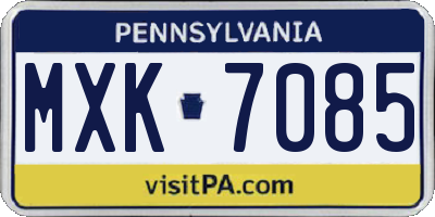 PA license plate MXK7085