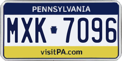 PA license plate MXK7096