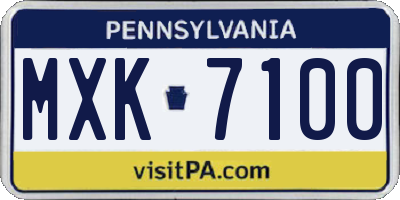 PA license plate MXK7100