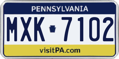 PA license plate MXK7102