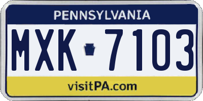 PA license plate MXK7103