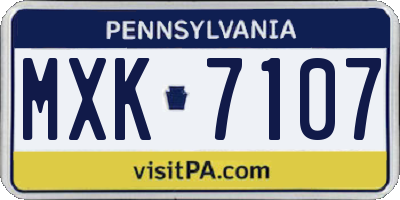 PA license plate MXK7107
