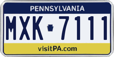 PA license plate MXK7111