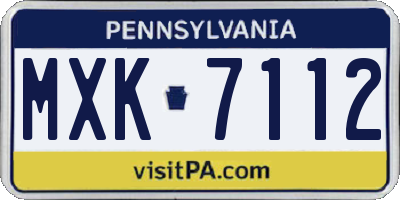 PA license plate MXK7112