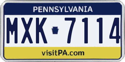 PA license plate MXK7114