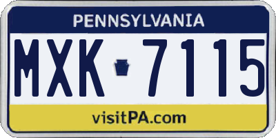 PA license plate MXK7115