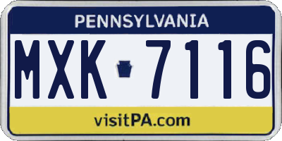 PA license plate MXK7116