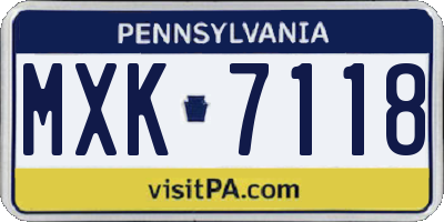 PA license plate MXK7118